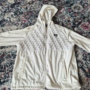 Men's White Hooded Jacket with Quilted Design